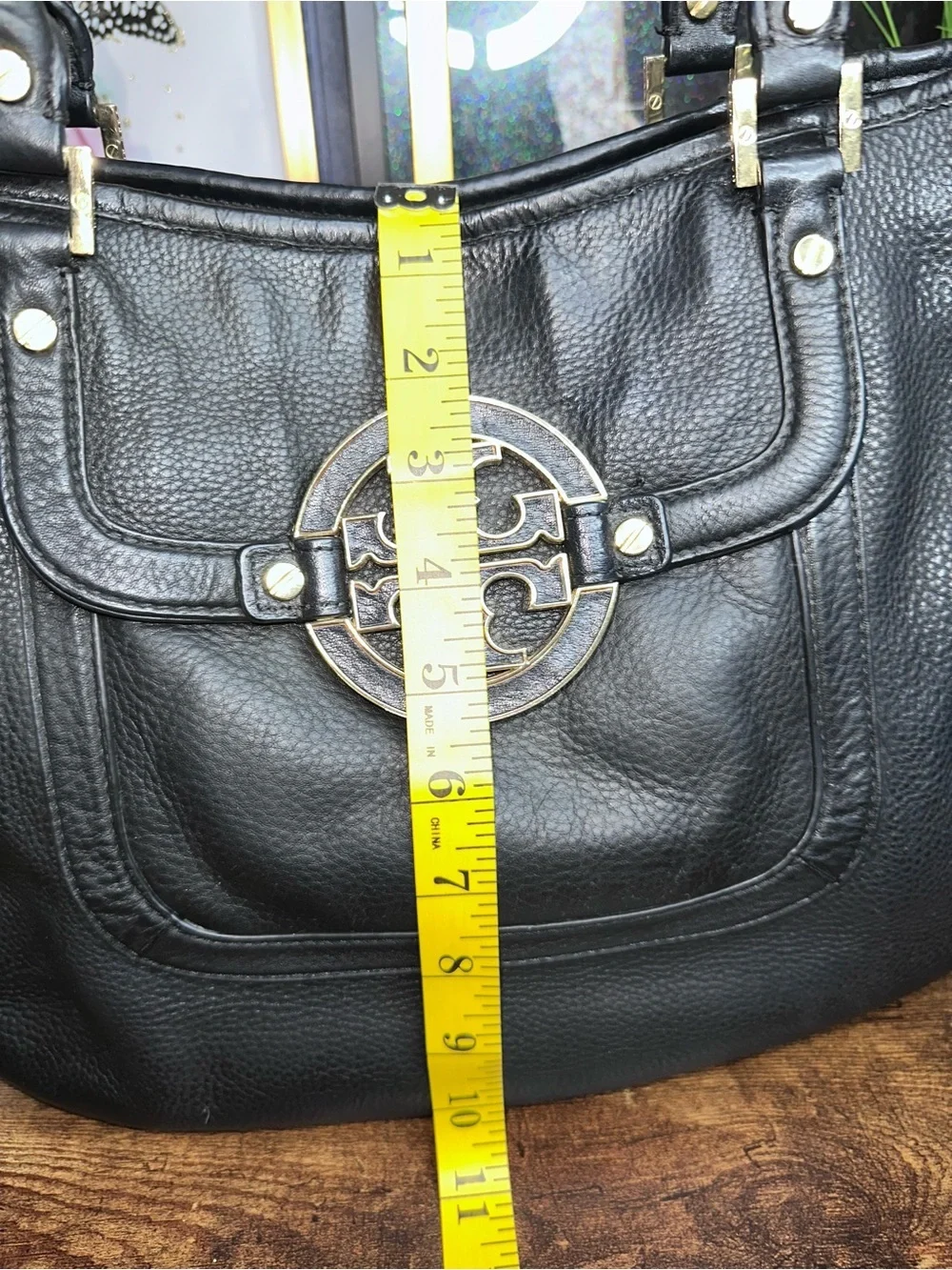 Tory Burch Black Pebbled Leather Amanda Tote Shoulder Bag